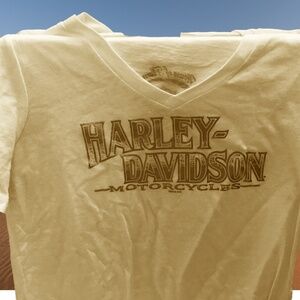 Vintage Harley Davidson Tee Shirt House of Flames Sz M Pale Yellow Women Men
